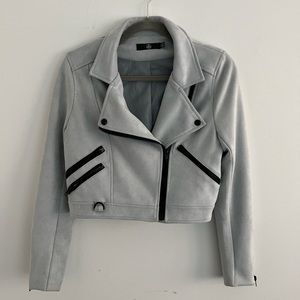 Missguided blue suede moto jacket
